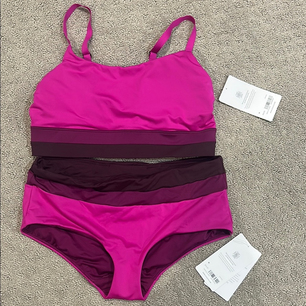 Athleta Pink and Purple Bikini Set